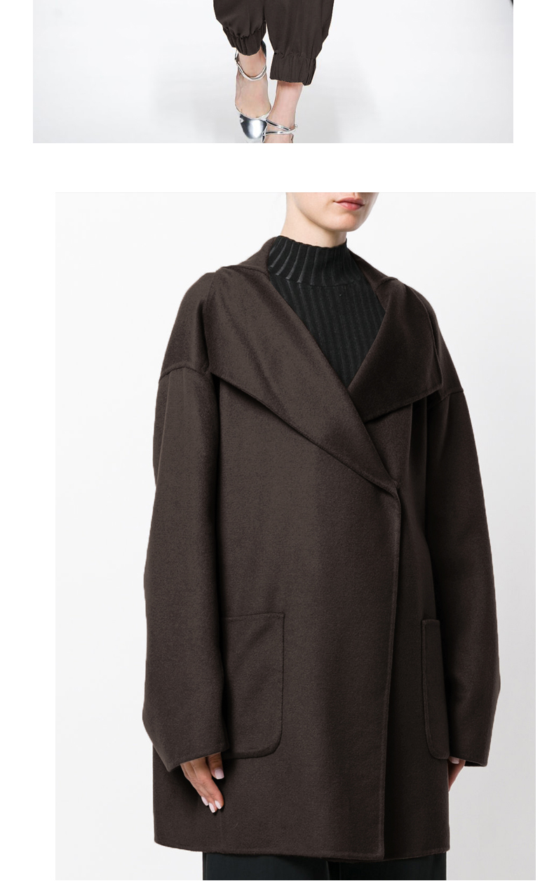 羊绒羊毛 深巧克力色双面水波纹羊绒大衣面料 服装手工制衣布艺