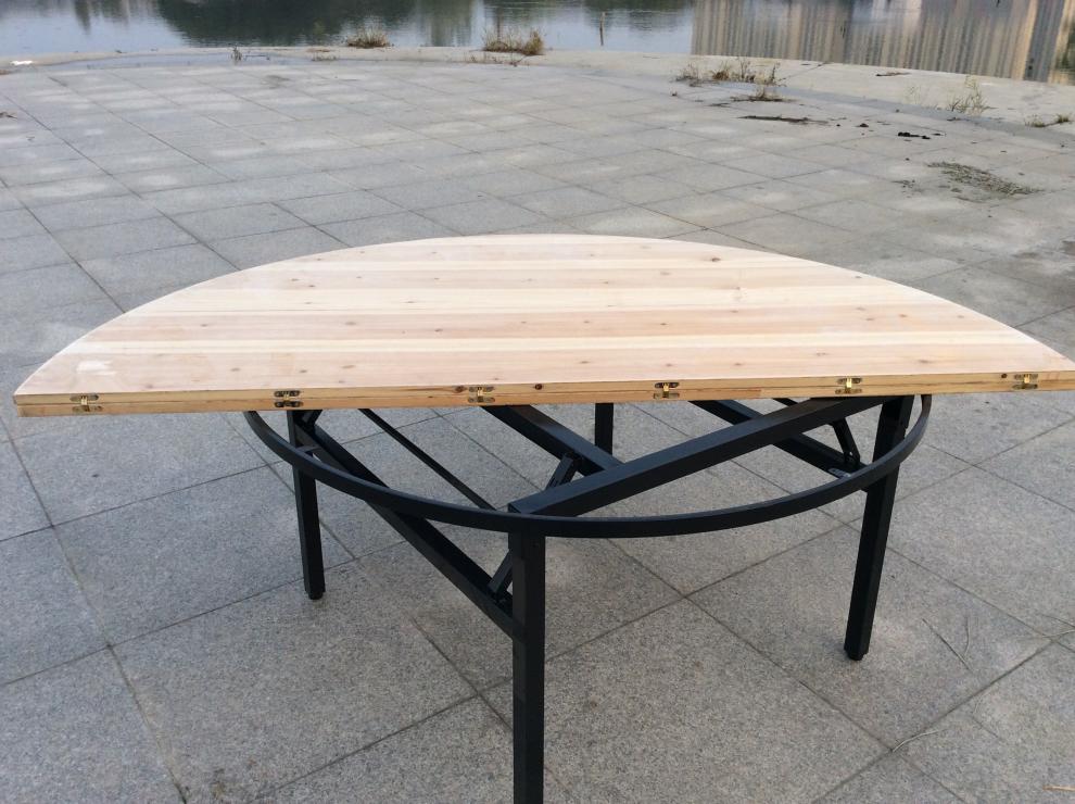 折叠圆桌1.5米折叠桌餐桌可面杉木圆台家用 1.6米折叠单桌面