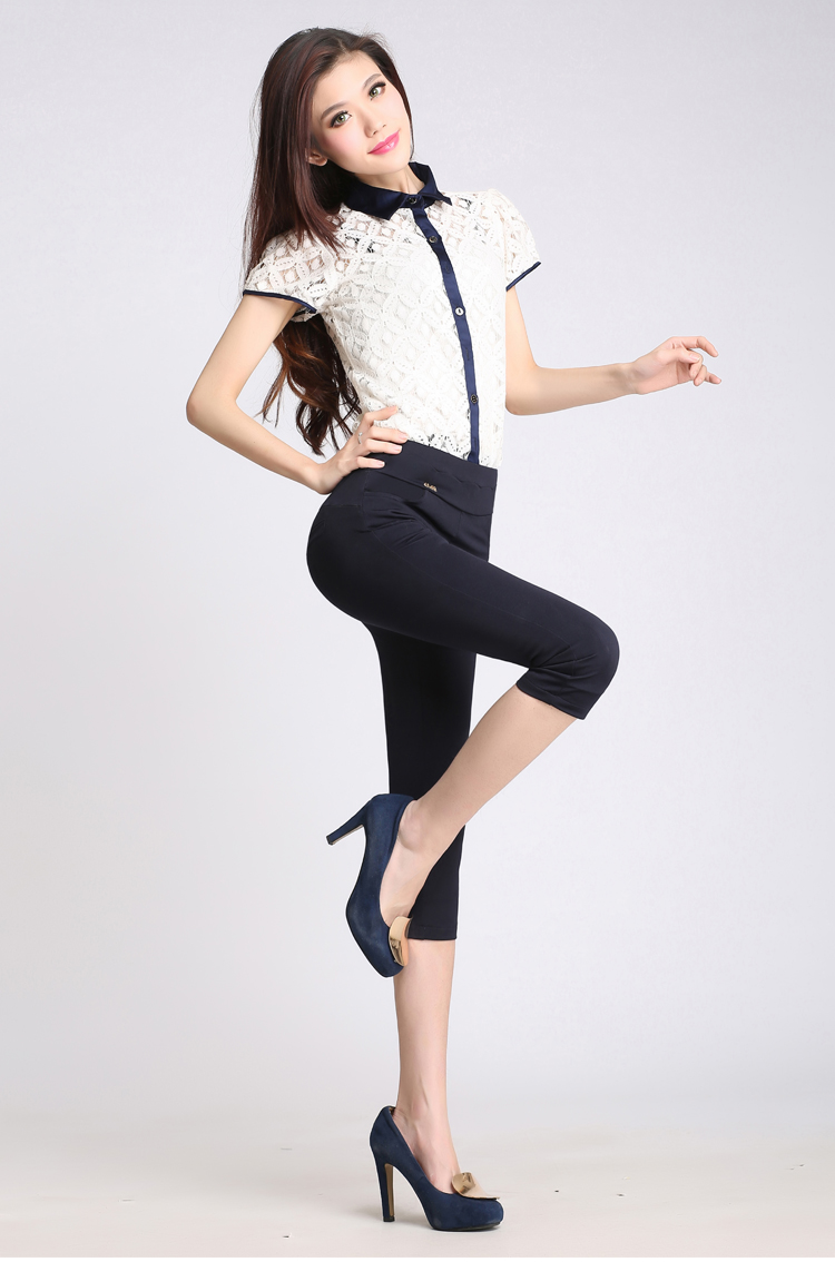 倪奈2016春夏 打底裤白色夏季显瘦弹力七分裤女薄款7分大码 白色 5xl