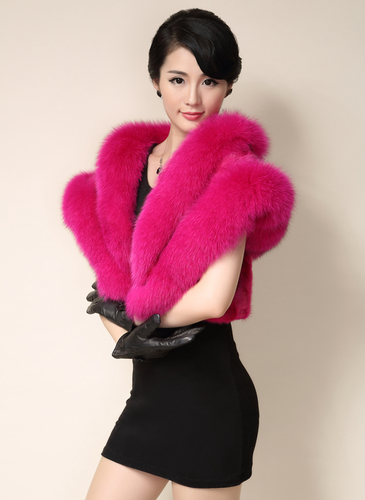尊首海宁皮草女短款貂皮披肩秋冬水貂毛狐狸毛领皮草马甲韩版修身显瘦