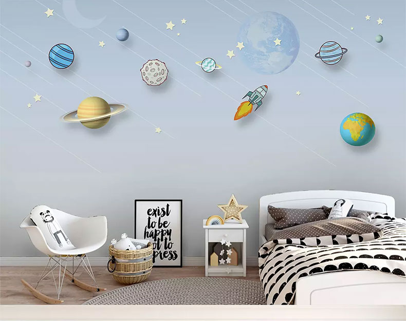 儿童房墙纸男孩女孩卧室无纺布壁纸卡通可爱背景墙男生女生房间墙布