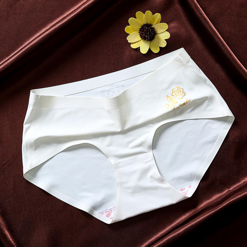 粉粉裤清清朵内裤女郎中腰透气冰丝一片式女三角裤薄 粉色 适合80斤