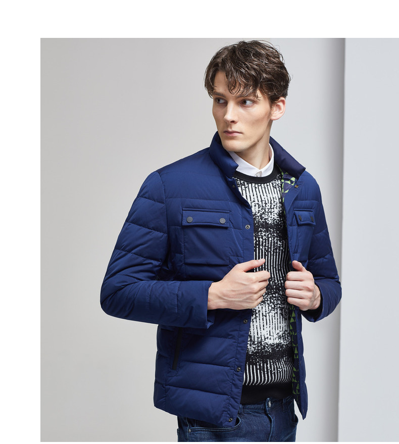 斯得雅(stava)男装2017秋冬新款立领羽绒服男青年学生保暖防寒纯色潮