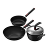 City wife (DStt) City wife fun wok, frying pan, soup pot three-piece set black gas stove induction cooker black stew and fry set