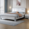 First year all solid wood bed light luxury bed modern simple master bedroom double bed white high box storage wedding bed bedroom furniture silent bed + bedside table * 1 + Tencel latex mattress 1.8 meters * 2 meters frame style