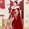 Libaixin 2025 New Chinese Style Bridal Xiuhe Cloak Wedding Shawl with Winter Thickened Hanfu Large Fur Collar Cloak Burgundy Style A Thickened One Size