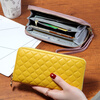 Sephora brand gift box packaging, yellow long-term genuine leather hand wallet for women, anti-degaussing and anti-theft brush, small fragrant rhombus, large capacity for mobile phone, yellow, no specifications