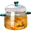 Olodo non-ceramic stew pot, transparent bird's nest cup, household high borosilicate glass soup cup, steamed egg stew pot, microwave oven, emerald green (medium size 450ml) high temperature resistant glass