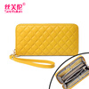 Sephora brand gift box packaging, yellow long-term genuine leather hand wallet for women, anti-degaussing and anti-theft brush, small fragrant rhombus, large capacity for mobile phone, yellow, no specifications