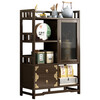 ZHUYIJIA tea cabinet small tea table new Chinese style tea table table tea side cabinet ancient storage living room storage tea can storage cabinet 3 layers 80 double drawer double door
