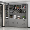 Geyuansu 2025 New Small Household Wine Cabinet Home Large Capacity Multifunctional Wine Cabinet Living Room Sideboard Integrated Wall Cabinet Gray + White Length 160 Width 30 Height 200cm