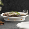 Chidu Candle Heating Stove Club Creative Chinese Insulated Dish Plate High-end Hotel Restaurant Open Stove Tableware Heated Fish Plate Tianyu Fish Warming Stove-White Porcelain 14 Inch