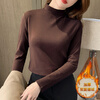 Weilang bottoming shirt for women two-piece double-sided German velvet half turtleneck warm bottoming shirt top autumn and winter slim fit versatile long-sleeved T-shirt two-piece black + brown 938# XL- 120-135 catties