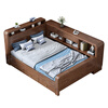 Chic Wood Language (BIEZHIMUYU) Walnut Bed New Chinese Bed Solid Wood Bed Teen Primary School Student Bedroom Luminous Storage Single Bed Storage Single Bed Single Bed + Drawer + Mattress + Bookshelf 1.2*2.0 meters (regular style)