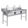 304 stainless steel three-pool sink, three eyes, three sinks, disinfection, washing basin, dishwashing sink, integrated canteen kitchen, three-eye sink, 1500*500*800, thickened version