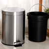 Hasdick 12L stainless steel trash can pedal drum kitchen bathroom office large cover double layer stainless steel color HK-847