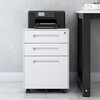 Rockefeller steel file movable cabinet three-drawer cabinet office storage low cabinet mobile iron cabinet with lock white