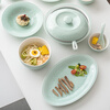 Su's Ceramics Celadon Tableware Set Light Green Glazed Grain Fengdeng Ceramic Bowl and Plate 56 Medium Tableware Gift Box