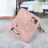 Ins card holder wallet all in one female short style student Korean style cute Japanese girl simple thin folding cat coin clip gray blue