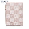 Golf (GOLF) short wallet for women, fashion print, women's coin purse, multi-card slot bag, women's bag, versatile clutch bag, gift box, pink apricot color with beige color