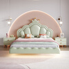 Cream style children's bed girl's dream internet celebrity princess bed cartoon cute shell crown leather girl's suspended bed bed + 20cmT333 fully disassembled spring latex mat + cabinet * 2 1500mm * 2000mm