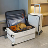 Luqi side-opening suitcase, boarding suitcase, suitable for boarding aircraft, thickened, high-looking women's trolley suitcase, password leather suitcase, titanium gray, integrated aluminum frame - can seat 20 inches, airline carry-on suitcase, free of check-in
