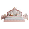 Cream style children's bed girl's dream internet celebrity princess bed cartoon cute shell crown leather girl's suspended bed bed + 20cmT333 fully disassembled spring latex mat + cabinet * 2 1500mm * 2000mm