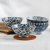 Mino-yaki rice bowl 5.5 inches 5-piece set Japanese-style arabesque pattern tall bowl gift box