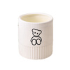 Fanxi Nordic Round Mini Coverless Desktop Trash Can Coffee Table Living Room Office Study Desk Children's Trash Can Ivory White Bear