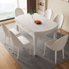 Cream slate dining table and chairs dining table combination retractable square and round modern solid wood simple small household table pure white matte + 1.18m single dining table