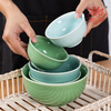 Longquan celadon rice bowl ceramic new creative Chinese tableware household thickened eating bowl large noodle soup bowl porridge bowl small bowl 5.5-inch plum green bowl