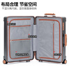 DULA suitcase, good-looking, multifunctional, with cup holder, USB trolley suitcase, password box, gray brown 24 inches