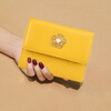Sephoron New Year Short Folding Wallet for Women 2026 New Fashion Soft Cowhide Small Wallet Pocket Coin Purse Yellow No Specifications