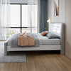 First year all solid wood bed light luxury bed modern simple master bedroom double bed white high box storage wedding bed bedroom furniture silent bed + bedside table * 1 + Tencel latex mattress 1.8 meters * 2 meters frame style