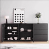 Gao Yichou minimalist sideboard modern simple solid wood wine cabinet wall-mounted tea cabinet black storage cabinet customer bedroom storage cabinet black solid wood 140x40x80cm