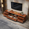 Hengyun TV cabinet golden walnut solid wood TV coffee table combination cabinet floor cabinet simple living room Chinese style boutique furniture 2.0m six-drawer TV cabinet golden walnut color