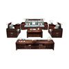 No. 1 Haoting ebony solid wood sofa new Chinese style sofa for winter and summer use modern Chinese sofa living room complete set of furniture B661 1+2+3+square coffee table+square table*1+TV cabinet storage style ebony wood+breathable cotton and linen cushions
