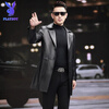 Playboy (PLAYBOY) Spring and Autumn New Men's Genuine Leather Jacket Mid-Length Windbreaker Business Casual Temperament Jacket Korean Slim Coat Black XL 115 Jin-130 Jin