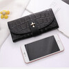 Sephoron 2026 New Long Wallet Women's Genuine Leather Large Capacity Mobile Phone Handbag Fashion Buckle Crocodile Pattern Cowhide Wallet Crocodile Pattern Black
