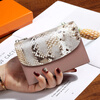 Sephoron Fashionable Snake Print Contrast Color Cowhide Folding Short Wallet Feminine 2026 New Soft Cowhide Leather Wallet Large Banknote Clip Black with Snake Print - Cowhide Inside and Out Gift Box Packaging