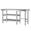Wenjiariya thickened stainless steel workbench operation table has three layers that can hold stove gas bottles, kitchen storage rack storage artifact, thickened length 100 width 40 height 80 combined type operation table