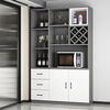Geyuansu 2025 New Small Household Wine Cabinet Home Large Capacity Multifunctional Wine Cabinet Living Room Sideboard Integrated Wall Cabinet Gray + White Length 160 Width 30 Height 200cm