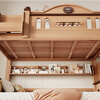 Ziwei all solid wood bunk bed children's bed high and low bed small apartment two-story wooden bed catalpa wood double bed bunk bed ladder type + bookshelf 10*10 bed legs 1350mm*2000mm