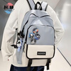 Fengti schoolbag men's backpack backpack women's high-looking Korean version junior high school and high school college student large-capacity water-repellent computer bag blue large size pendant + random badge