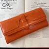 Casa-kupsCK women's bag light luxury simple women's wallet long clutch bag fashion oil wax leather three-fold buckle pure pink