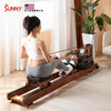 SUNNY American rowing machine household water resistance intelligent wooden rowing machine indoor sports fitness equipment rowing machine real-life APP | imported Sapele wood