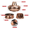 Copper Liufu copper hot pot split type pure copper electric carbon dual-purpose copper pot shabu-shabu charcoal hot pot Yuanyang plug-in copper hot pot 30 cm clear soup pot (for use by less than 4 people)