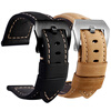 Beautiful My Lai adapts to Citizen Eco-Drive Black Warrior CA0615 AT9097 CA0775 series genuine leather watch strap accessories black silver pin buckle 22mm width