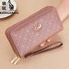 Kangaroo (KANGAROO) women's wallet clutch bag women's long simple mobile phone bag multi-functional large capacity fashion wallet wallet pink