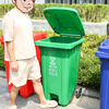 Kai Tak foot-operated classification trash can thickened cover with wheels commercial barrel property community sanitation large trash can kitchen dining foot-operated plastic barrel foot-operated type green (food waste) 240L capacity 73*59*107cm sanitation can be trailered